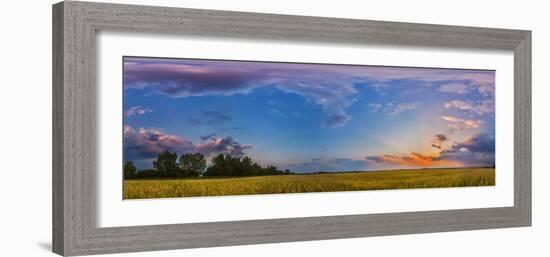 Panorama of a Colorful Sunset over a Prairie in Alberta, Canada-Stocktrek Images-Framed Photographic Print