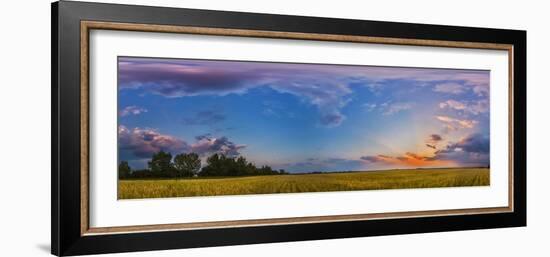 Panorama of a Colorful Sunset over a Prairie in Alberta, Canada-Stocktrek Images-Framed Photographic Print