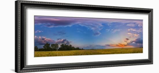 Panorama of a Colorful Sunset over a Prairie in Alberta, Canada-Stocktrek Images-Framed Photographic Print