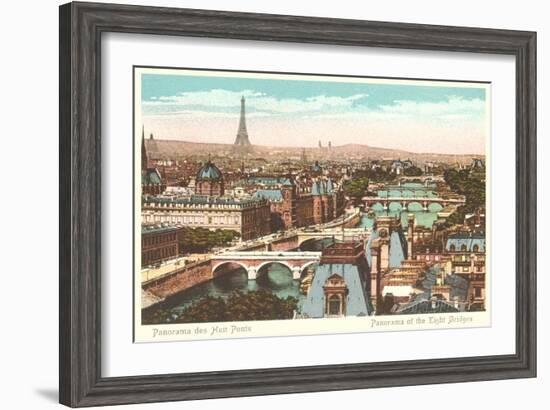 Panorama of Eight Bridges over the Seine, Paris-null-Framed Art Print