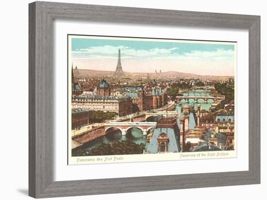 Panorama of Eight Bridges over the Seine, Paris-null-Framed Art Print