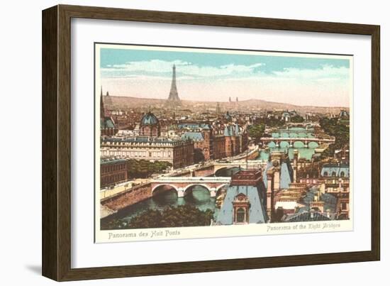 Panorama of Eight Bridges over the Seine, Paris-null-Framed Art Print