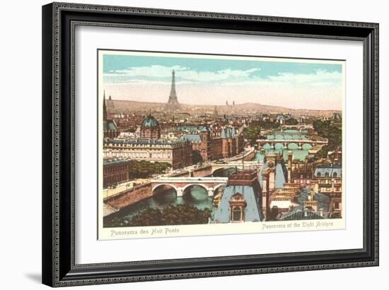 Panorama of Eight Bridges over the Seine, Paris-null-Framed Art Print