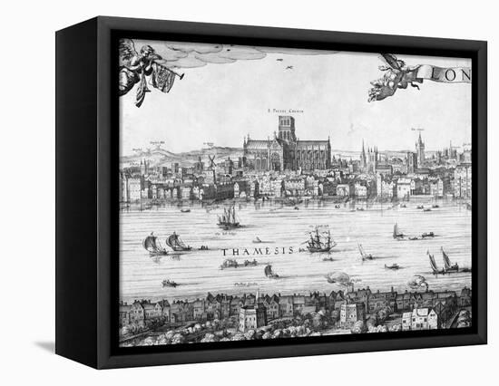 Panorama of London, 1616-Claes Jansz Visscher-Framed Premier Image Canvas