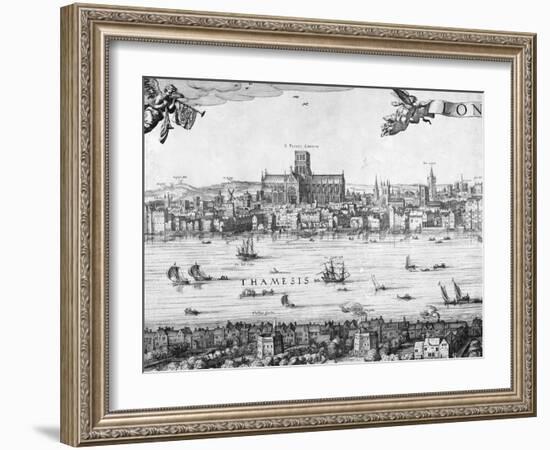 Panorama of London, 1616-Claes Jansz Visscher-Framed Giclee Print