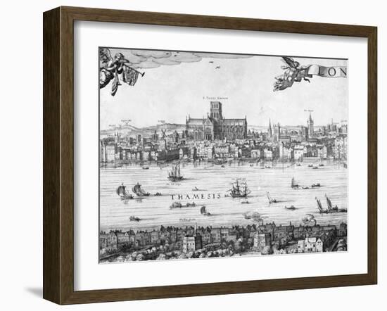 Panorama of London, 1616-Claes Jansz Visscher-Framed Giclee Print