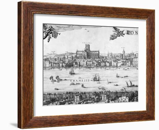 Panorama of London, 1616-Claes Jansz Visscher-Framed Giclee Print