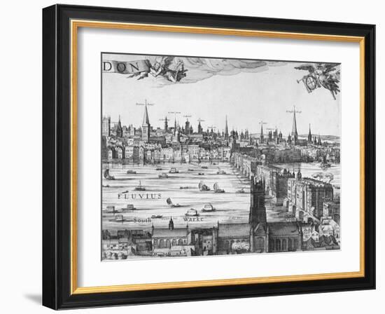 Panorama of London, 1616-Claes Jansz Visscher-Framed Giclee Print