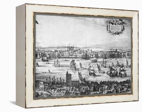 Panorama of London, 1616-Claes Jansz Visscher-Framed Premier Image Canvas