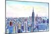 Panorama of Manhattan with Brooklyn-Markus Bleichner-Mounted Art Print