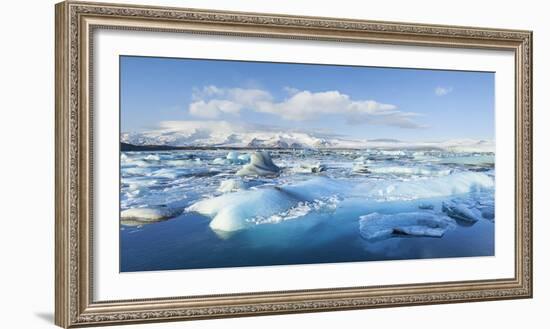 Panorama of Mountains and Icebergs Locked in the Frozen Water-Neale Clark-Framed Photographic Print