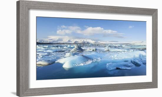 Panorama of Mountains and Icebergs Locked in the Frozen Water-Neale Clark-Framed Photographic Print