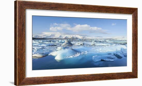 Panorama of Mountains and Icebergs Locked in the Frozen Water-Neale Clark-Framed Photographic Print