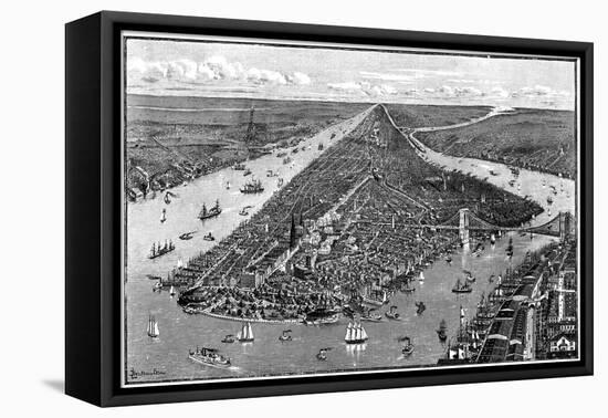 Panorama of New York, USA, 1892-Berteault-Framed Premier Image Canvas