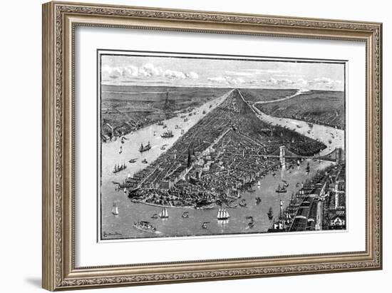 Panorama of New York, USA, 1892-Berteault-Framed Giclee Print