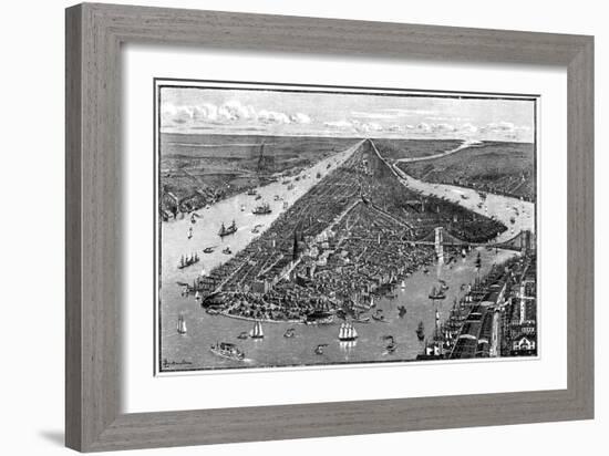 Panorama of New York, USA, 1892-Berteault-Framed Giclee Print