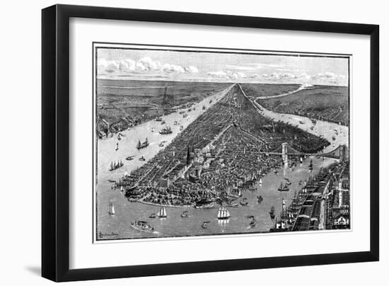 Panorama of New York, USA, 1892-Berteault-Framed Giclee Print