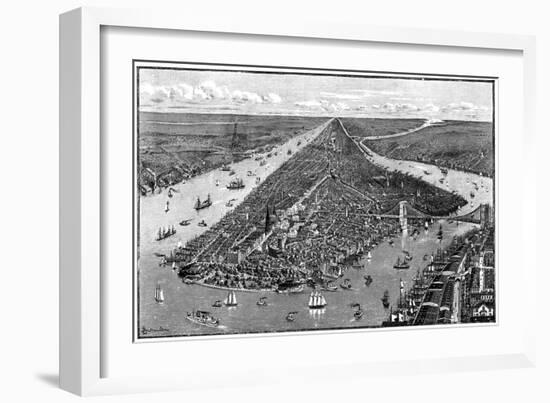 Panorama of New York, USA, 1892-Berteault-Framed Giclee Print