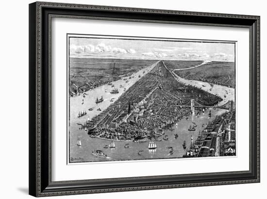 Panorama of New York, USA, 1892-Berteault-Framed Giclee Print