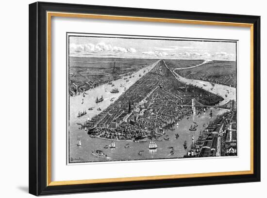 Panorama of New York, USA, 1892-Berteault-Framed Giclee Print