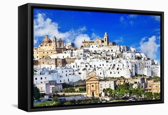 Panorama of Ostuni Beautiful White Town in Puglia, Italy-Maugli-l-Framed Premier Image Canvas