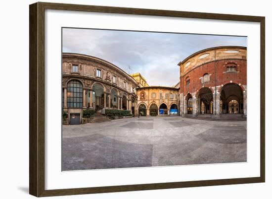 Panorama of Palazzo Della Ragione and Piazza Dei Mercanti in the Morning, Milan, Italy-anshar-Framed Photographic Print