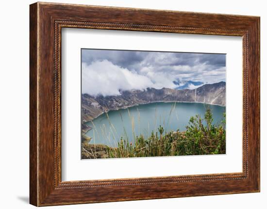 Panorama of Quilotoa, a water-filled caldera and the most western volcano in the Ecuadorian Andes, -Alexandre Rotenberg-Framed Photographic Print