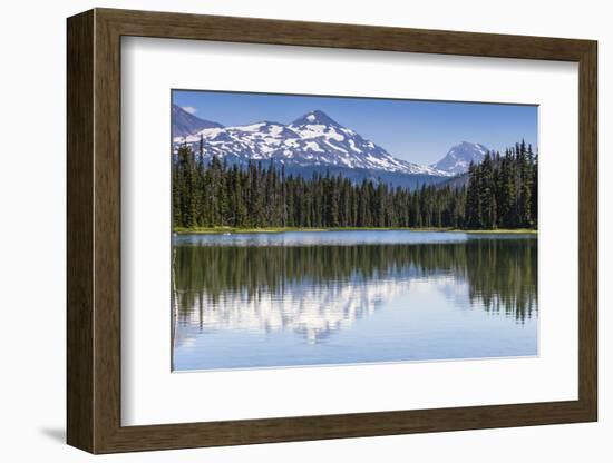 Panorama of Scott Lake and the Sisters Mountains, East Cascades Oregon-Michael Qualls-Framed Photographic Print