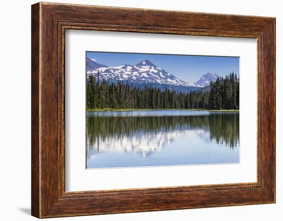 Panorama of Scott Lake and the Sisters Mountains, East Cascades Oregon-Michael Qualls-Framed Photographic Print