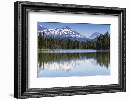 Panorama of Scott Lake and the Sisters Mountains, East Cascades Oregon-Michael Qualls-Framed Photographic Print