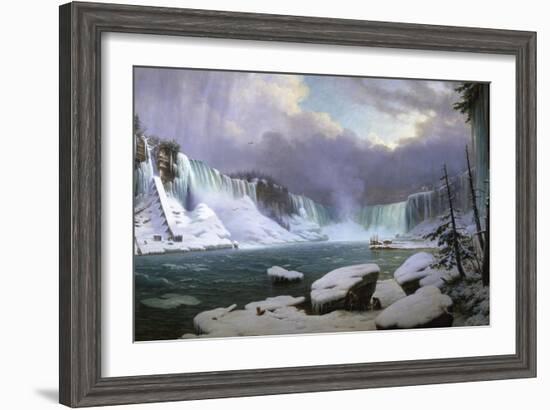 Panorama of the Niagara Falls in Winter, 1857-Hippolyte Victor Valentin Sebron-Framed Giclee Print