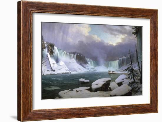 Panorama of the Niagara Falls in Winter, 1857-Hippolyte Victor Valentin Sebron-Framed Giclee Print