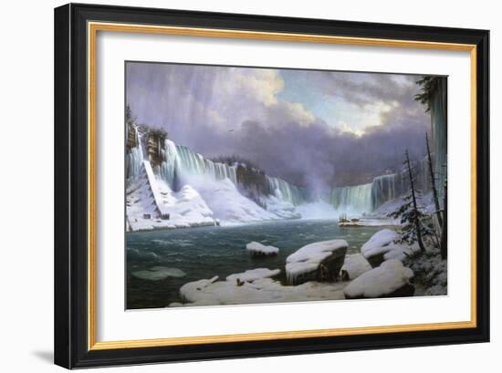 Panorama of the Niagara Falls in Winter, 1857-Hippolyte Victor Valentin Sebron-Framed Giclee Print