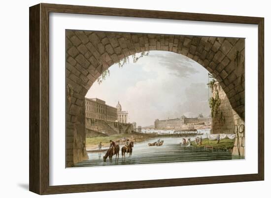 Panorama of the River Seine Seen from Beneath the Pont Neuf Looking West Towards the Louvre-John Claude Nattes-Framed Giclee Print
