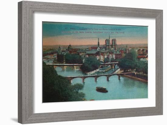 Panorama of the River Seine with Notre-Dame Cathedral and the Îsle de la Cité, Paris, c1920-Unknown-Framed Giclee Print