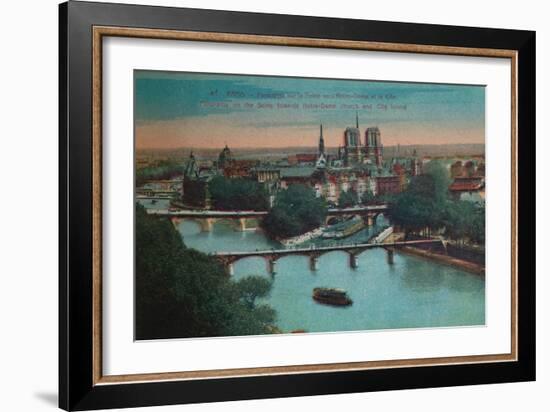 Panorama of the River Seine with Notre-Dame Cathedral and the Îsle de la Cité, Paris, c1920-Unknown-Framed Giclee Print