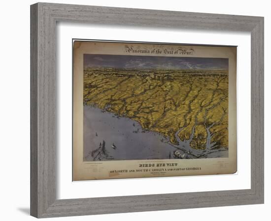 Panorama of the Seat of War: Birds Eye View of North and South Carolina and Part of Georgia, 1861-John Bachmann-Framed Giclee Print