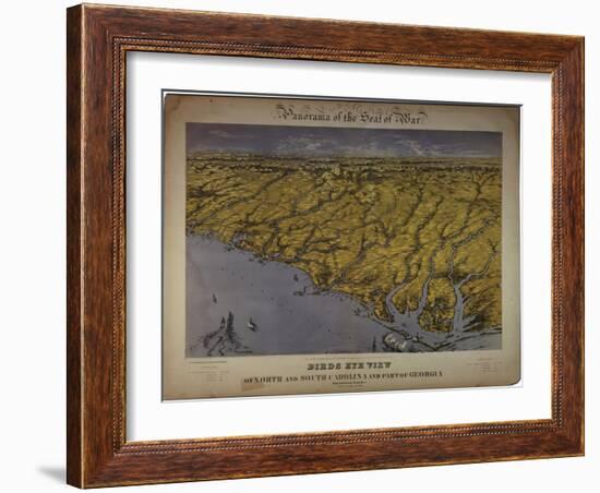 Panorama of the Seat of War: Birds Eye View of North and South Carolina and Part of Georgia, 1861-John Bachmann-Framed Giclee Print