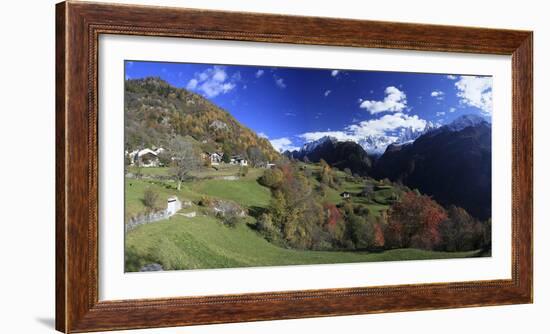 Panorama of the Village of Soglio Surrounded by Colorful Woods, Bregaglia Valley-Roberto Moiola-Framed Photographic Print