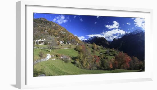 Panorama of the Village of Soglio Surrounded by Colorful Woods, Bregaglia Valley-Roberto Moiola-Framed Photographic Print