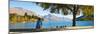 Panorama of Tourist Relaxing by Lake Wakatipu in Autumn at Queenstown, Otago, New Zealand-Matthew Williams-Ellis-Mounted Photographic Print
