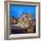 Panorama of Trevi Fountain Illuminated by Street Lamps and the Lights at Dusk, Rome, Lazio-Roberto Moiola-Framed Photographic Print