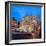 Panorama of Trevi Fountain Illuminated by Street Lamps and the Lights at Dusk, Rome, Lazio-Roberto Moiola-Framed Photographic Print