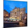 Panorama of Trevi Fountain Illuminated by Street Lamps and the Lights at Dusk, Rome, Lazio-Roberto Moiola-Mounted Photographic Print