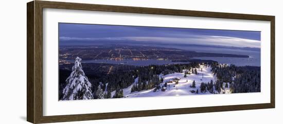 Panorama of Vancouver from mountain peak above ski resort, Vancouver, British Columbia, Canada, Nor-Tyler Lillico-Framed Photographic Print