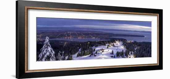 Panorama of Vancouver from mountain peak above ski resort, Vancouver, British Columbia, Canada, Nor-Tyler Lillico-Framed Photographic Print