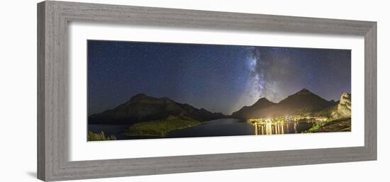 Panorama of Waterton Lakes National Park Overlooking the Townsite-null-Framed Photographic Print