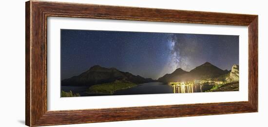 Panorama of Waterton Lakes National Park Overlooking the Townsite-null-Framed Photographic Print