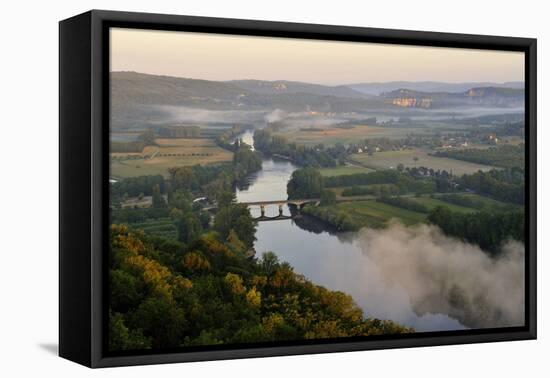 Panorama over the Dordogne River, Bastide of Domme, Domme, Dordogne, Perigord, France, Europe-Nathalie Cuvelier-Framed Premier Image Canvas