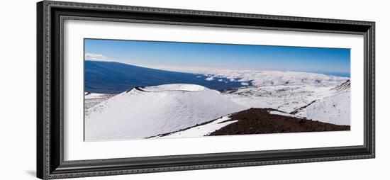 Panorama photograph of snow on the summit of Mauna Kea, Hawaii-Mark A Johnson-Framed Photographic Print